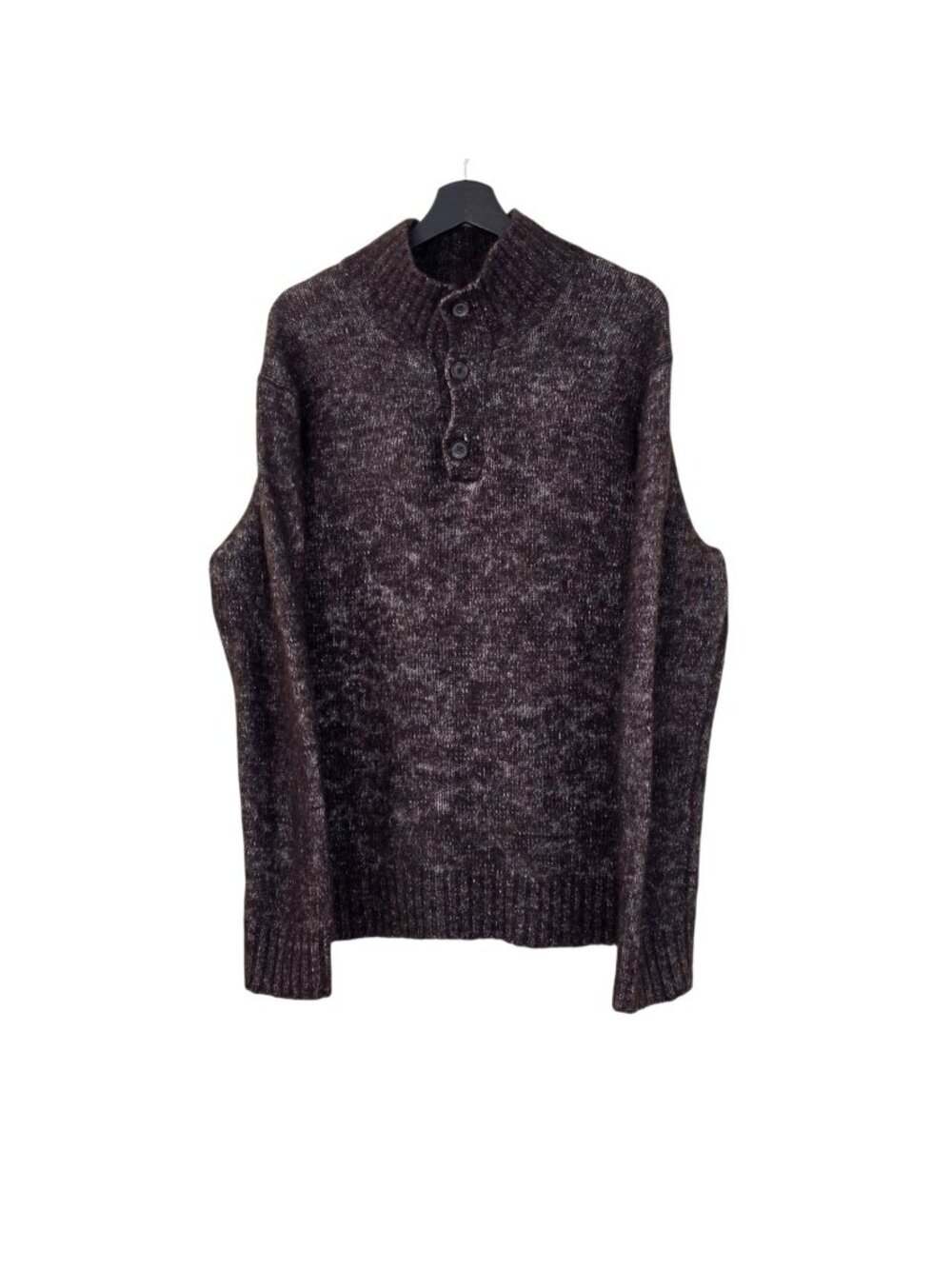 Gap Polo Sweater Men XL Marled Brown Mockneck LS Casual Grandpacore Cottage Edgy